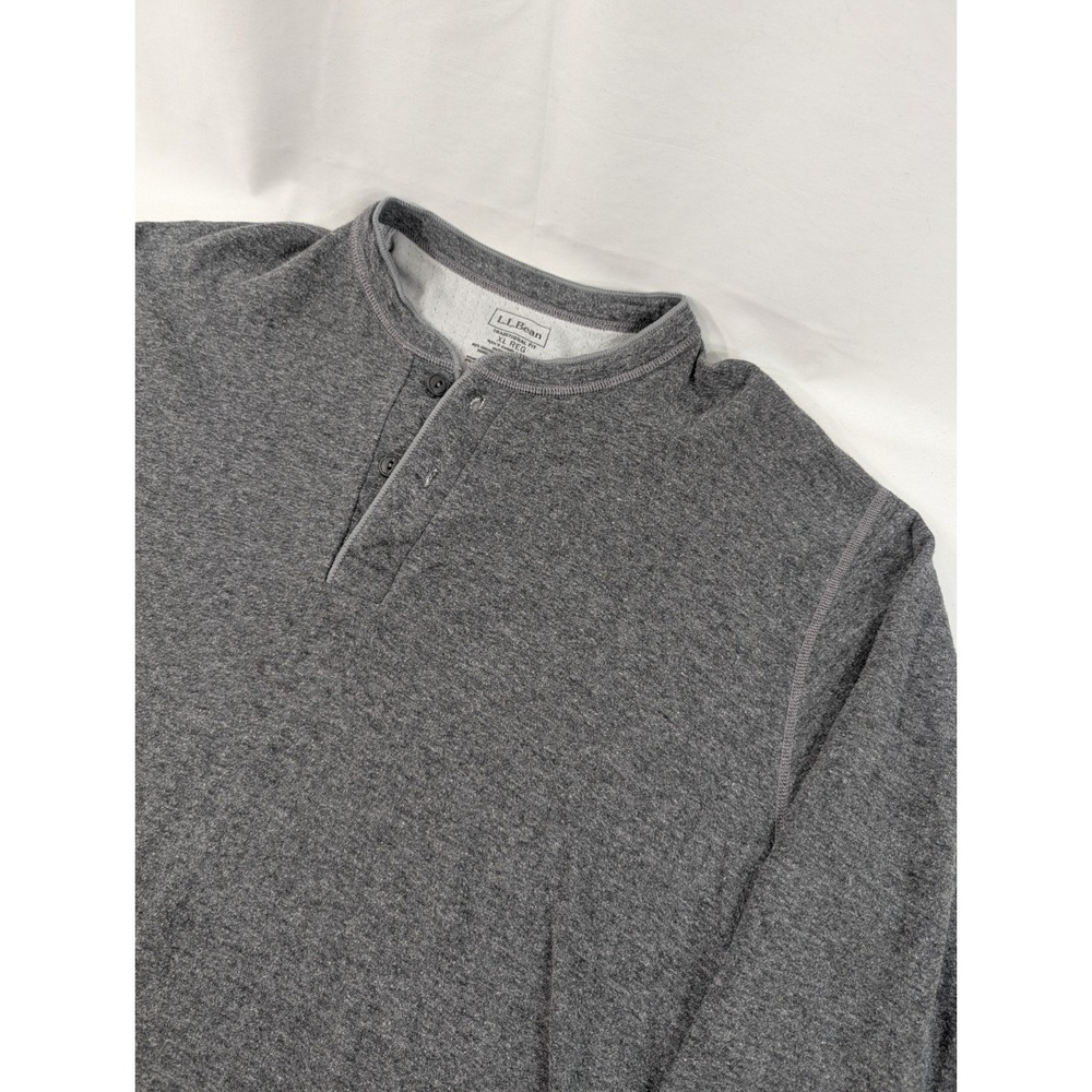 LL Bean River Driver Henley Shirt Mens XL Long Sleeve Traditional Fit Gray